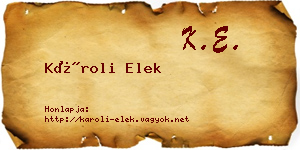 Károli Elek névjegykártya